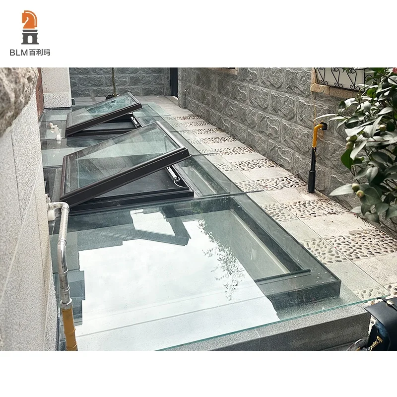BLM Modern style waterproof thermal insulation motorized sliding translation glass roof skylight for home