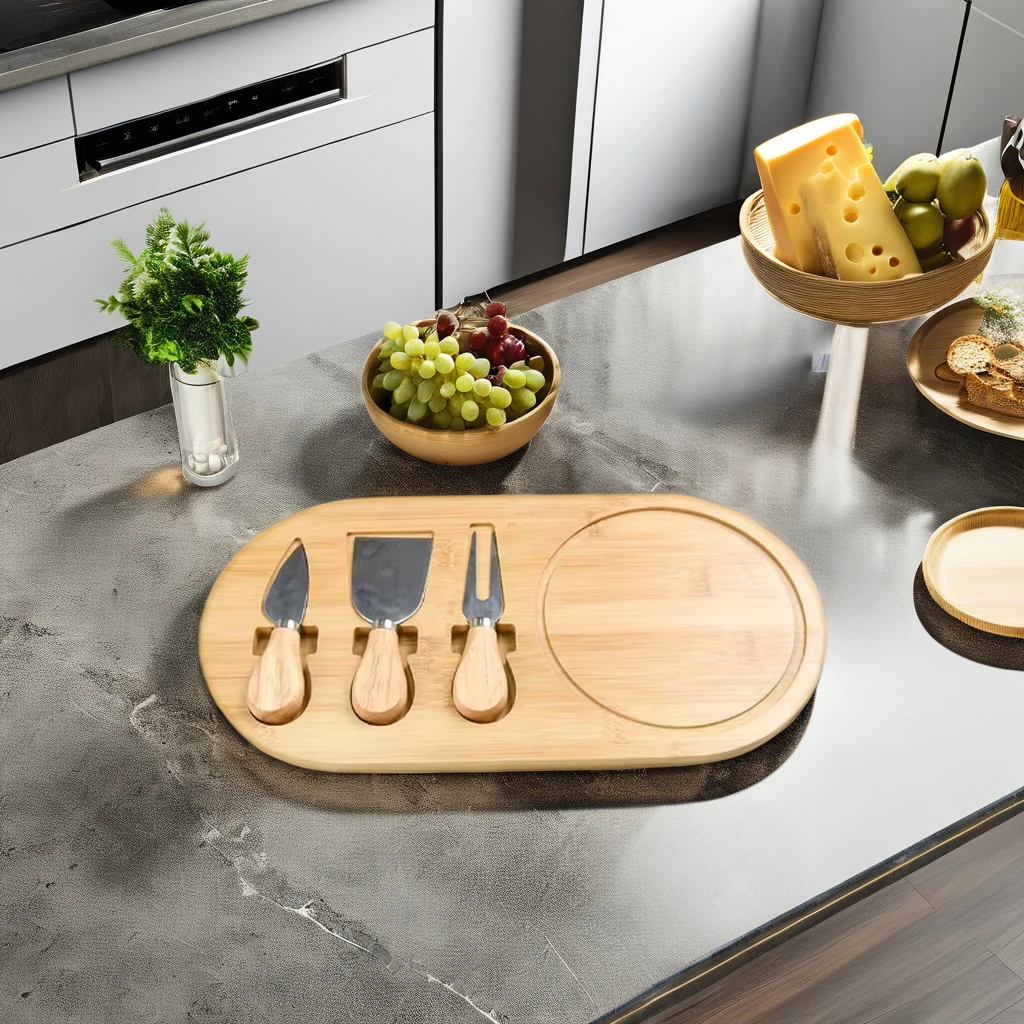 Custom Bamboo Charcuterie Board Set Cheese Serving Board and Chopping Block Wood Product