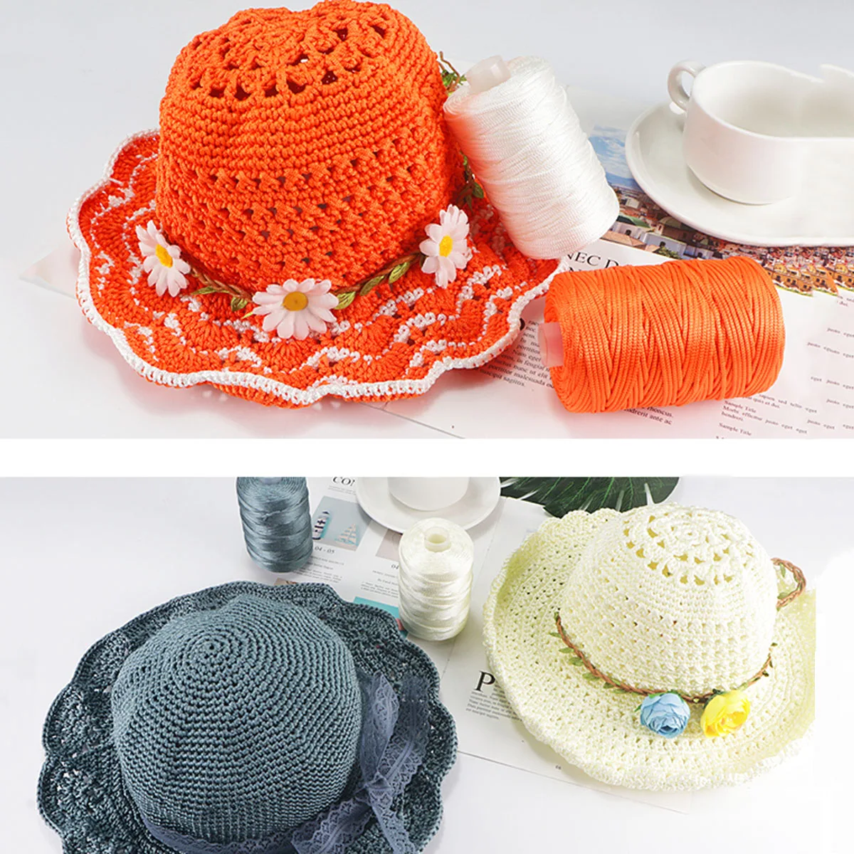 New 132g/ball 2.5mm Ice Silk Thread Fine Thread Hand Woven Hook Hat Thread For DIY Summer Hat Slipper Seat Cushion