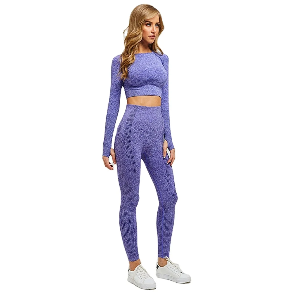 
Cheap Price Yoga Set Women Fitness Clothing Yoga Leggings Long Sleeve Cropped Top Gym Wear Sets Yoga Top Women Legging Set 