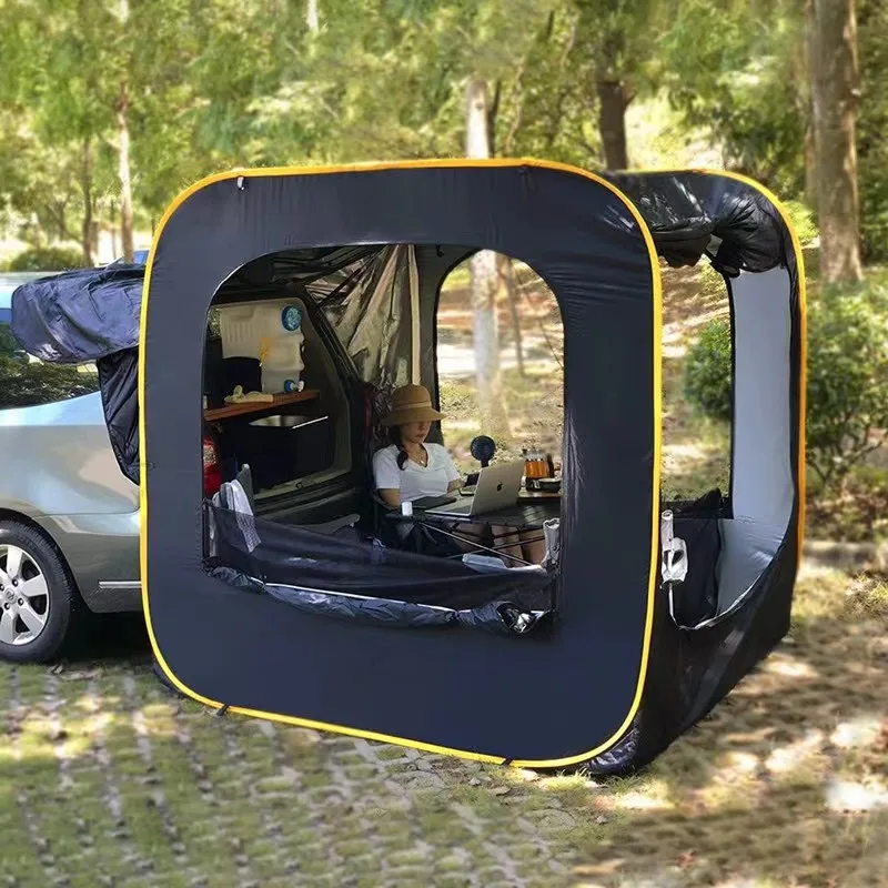Outdoor Automatic Pop-up Camper Car Tent SUV Tent Waterproof Shading Car Rear Tent Black Classic Timeless