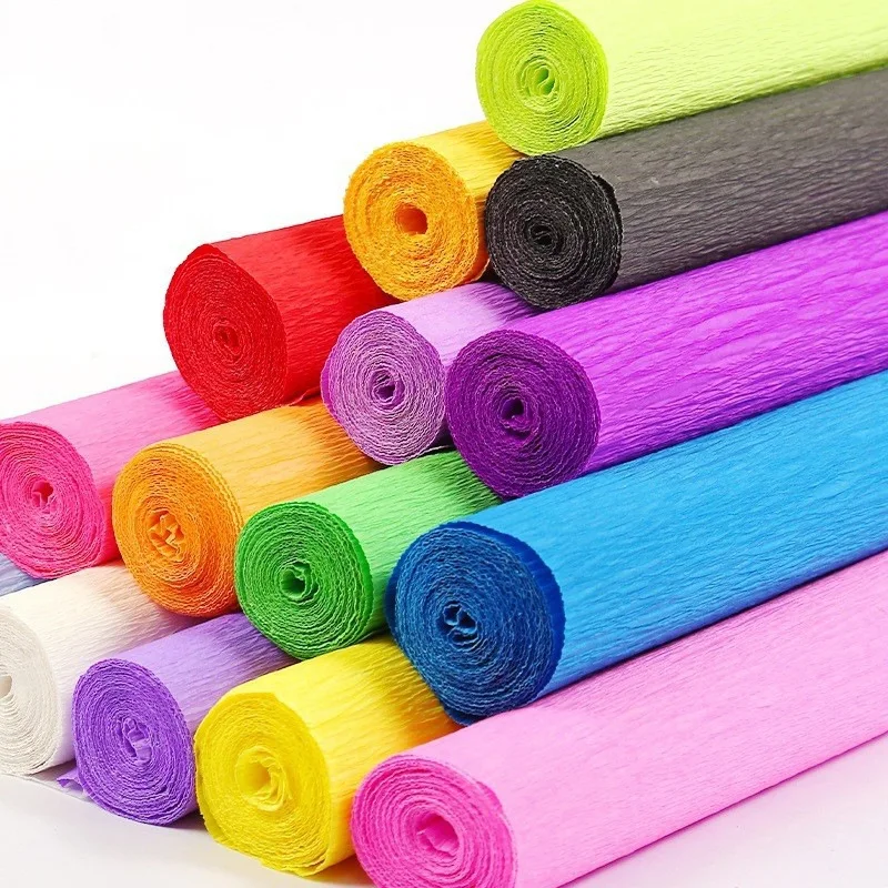 Manufacturer Supply 50*250cm Wrapping Paper Color Art Wrapping Crepe Paper Used DIY Materials Crepe Paper For Flower