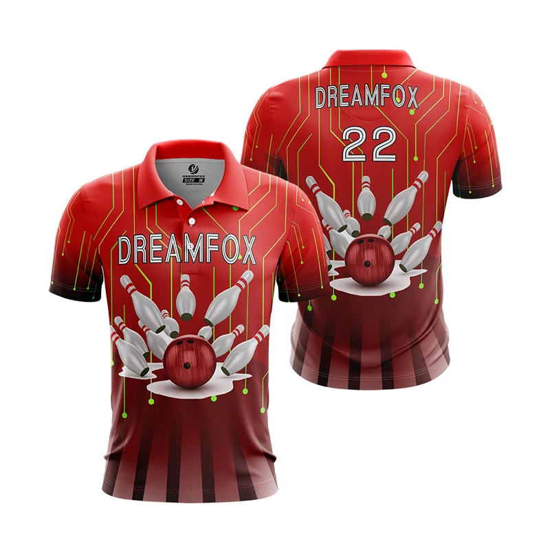 wholesale custom cheap team retro polo silk bowling shirts sublimated bowling shirts