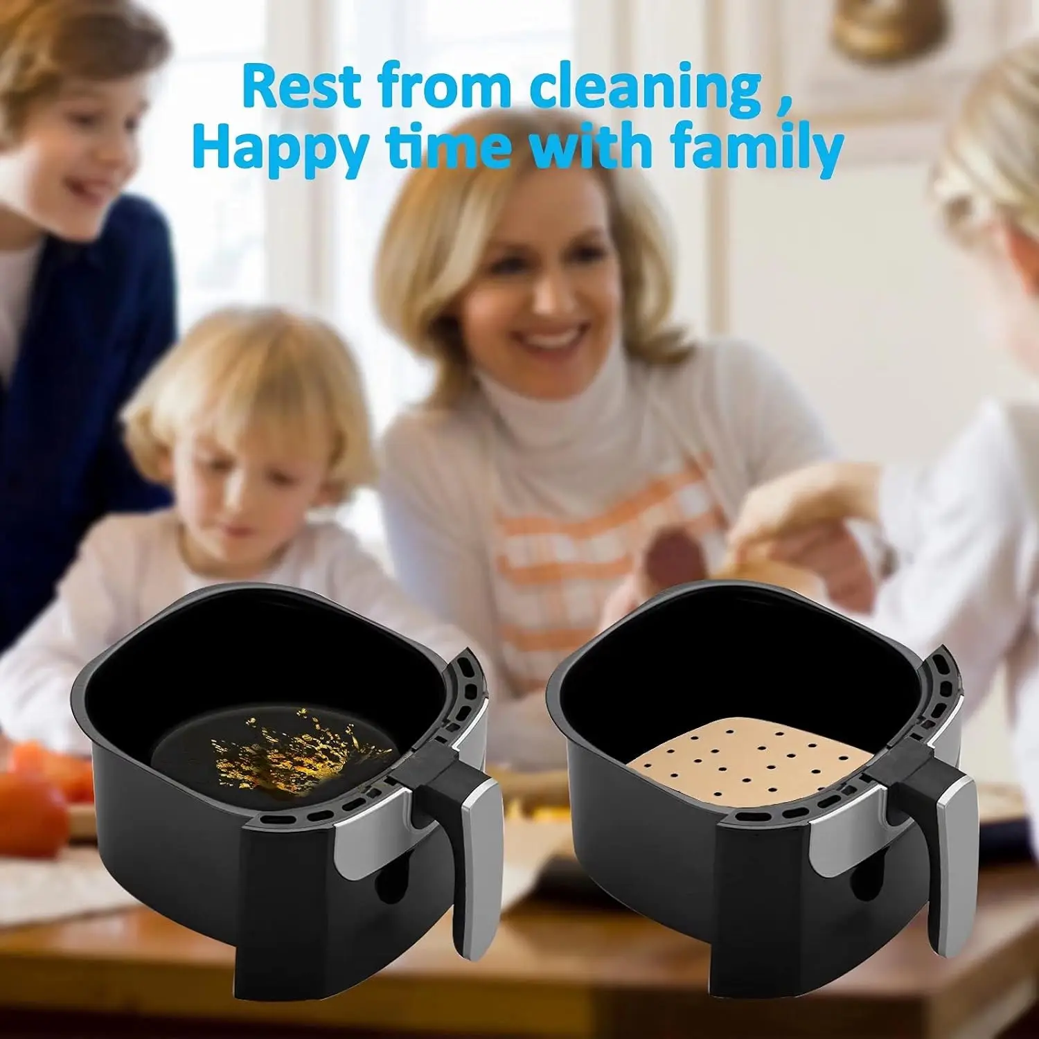 Rounds Fryer Liners Disposable For Cooking 50pcs Round Sheet Airfryer Liner Waterproof Parchment Air Tray Food Baking Paper