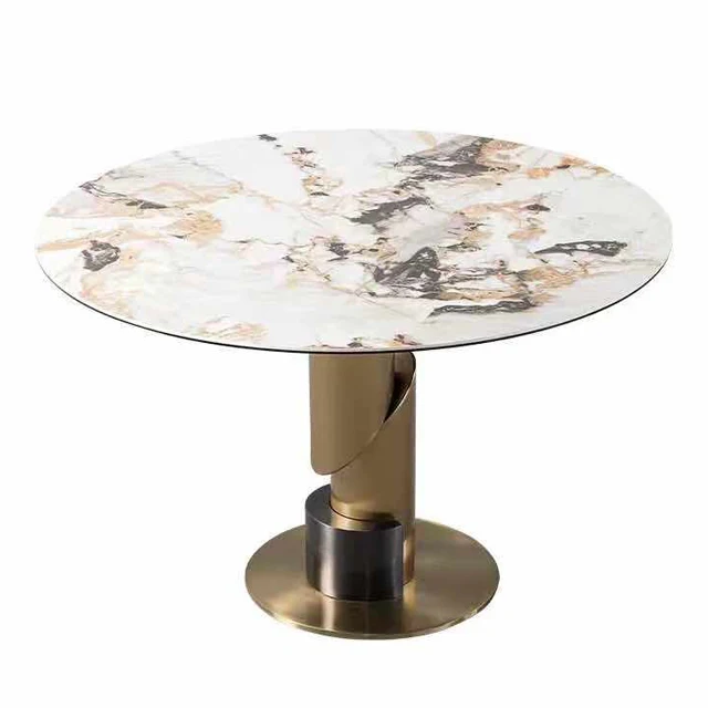 Wedding flower farm house marble restaurant lunch 8 people table marble luxury round modern dining table set