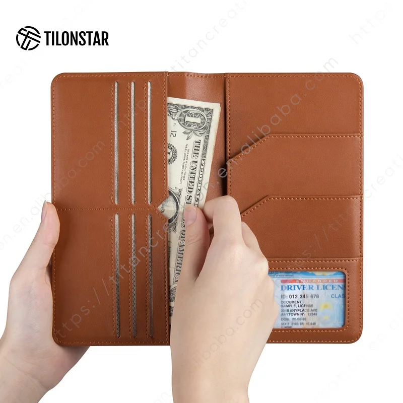 TILONSTAR TPW100 Custom Logo Leather Passport Sleeve Men Women Passport Holder for Travel