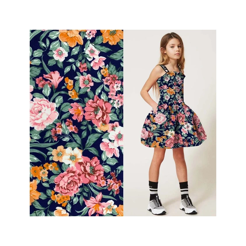 Professional custom summer thin cotton silk ethnic style printing fiber tie-dye rayon fabric