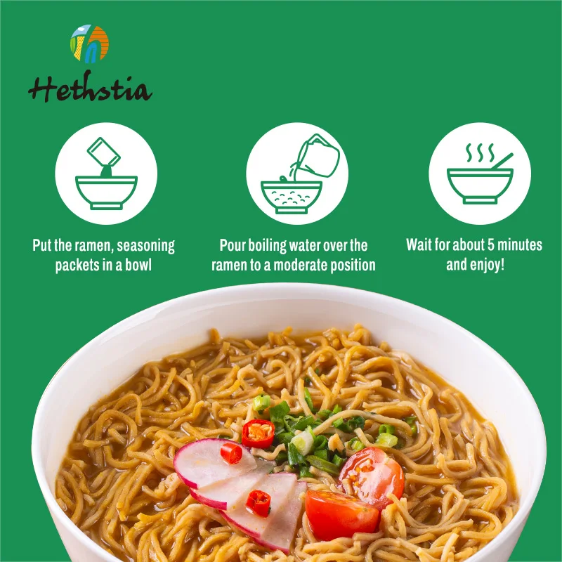 Instant Noodles Healthy Vegan Roasted Pork Tonkotsu Flavor High Protein Ramen with Sauce Pack