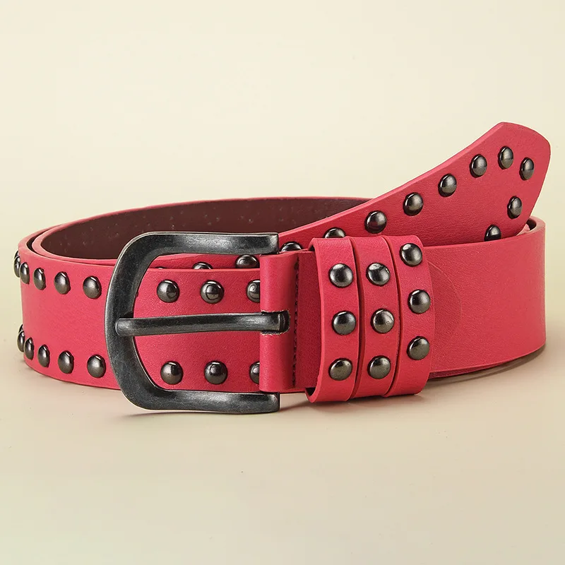 Yiwu Factory direct sale Punk Rock Rivet Top Full Grain Leather customized Belt for Men and Women