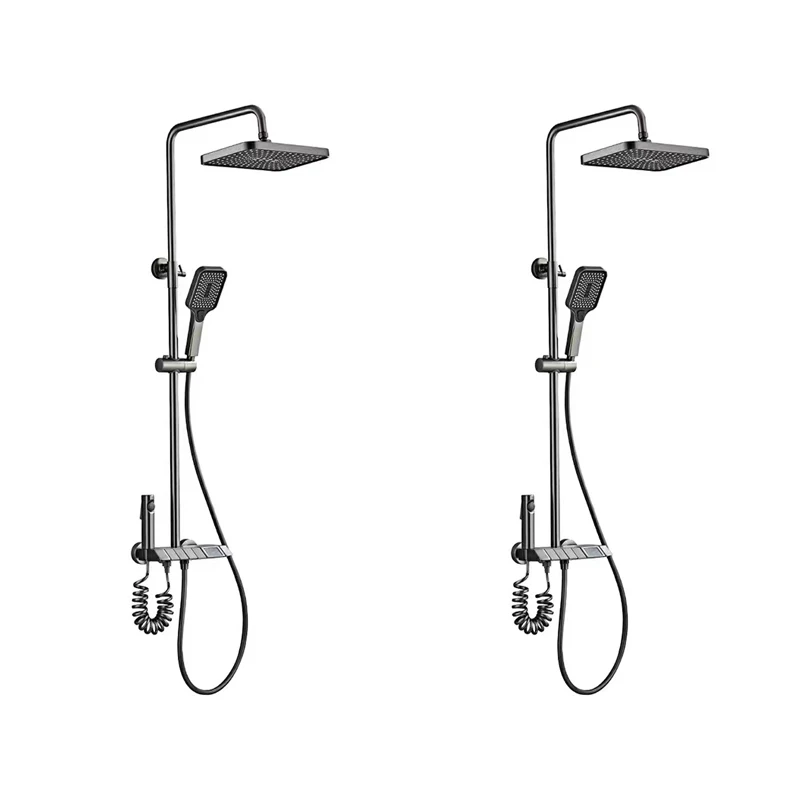 Grey aircraft carrier piano key digital display constant temperature bath shower suit all copper shower bath household co