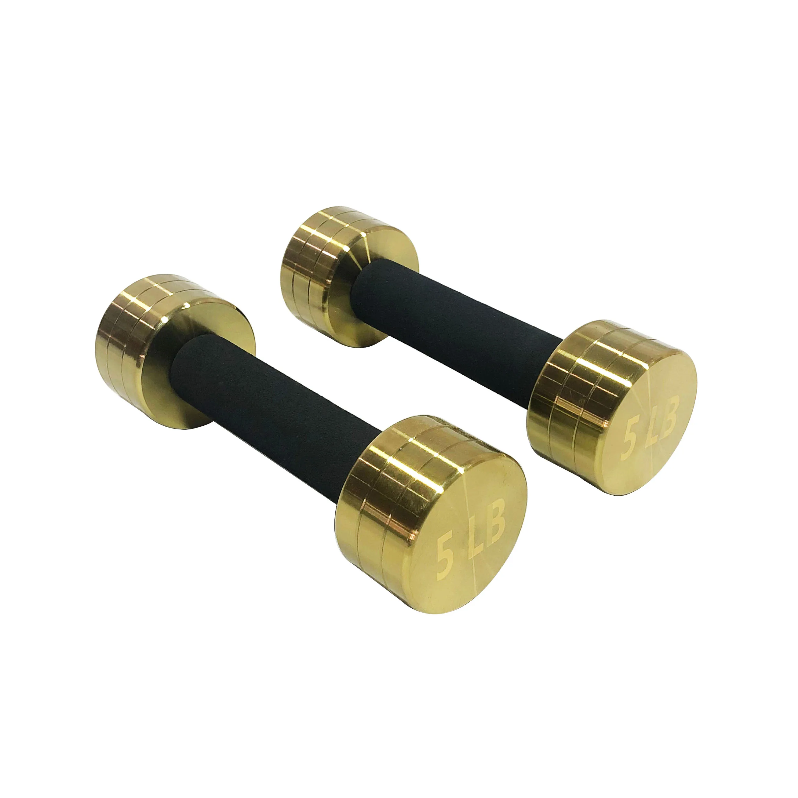 China Manufacturer 1kg-10kg Custom Gold Dumbbell Set Chrome Steel Dumbbells Gym Weightlifting