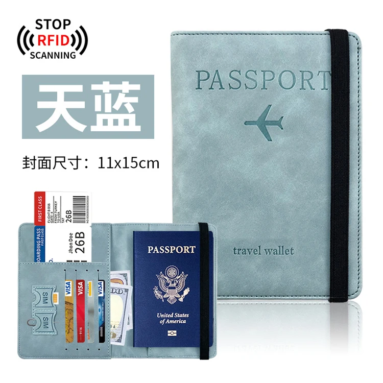 Fashionable Family Travel Passport Holder Cover Pu Leather Passport Wallet Rfid Blocking Passport File Manager Wallets For Women
