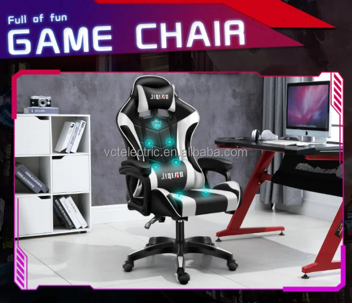 Home Office Computer Desk Z Shaped Large Gaming Chair and Table Set Gaming Table Rgb Massage Music Play Function PC Gamer