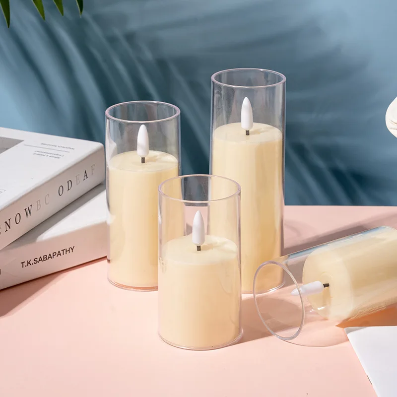 Bestsun Luxury Led Candles White Colors Led Candle In Glass Electric Light Candles Led Wax Drop Dancing Flames
