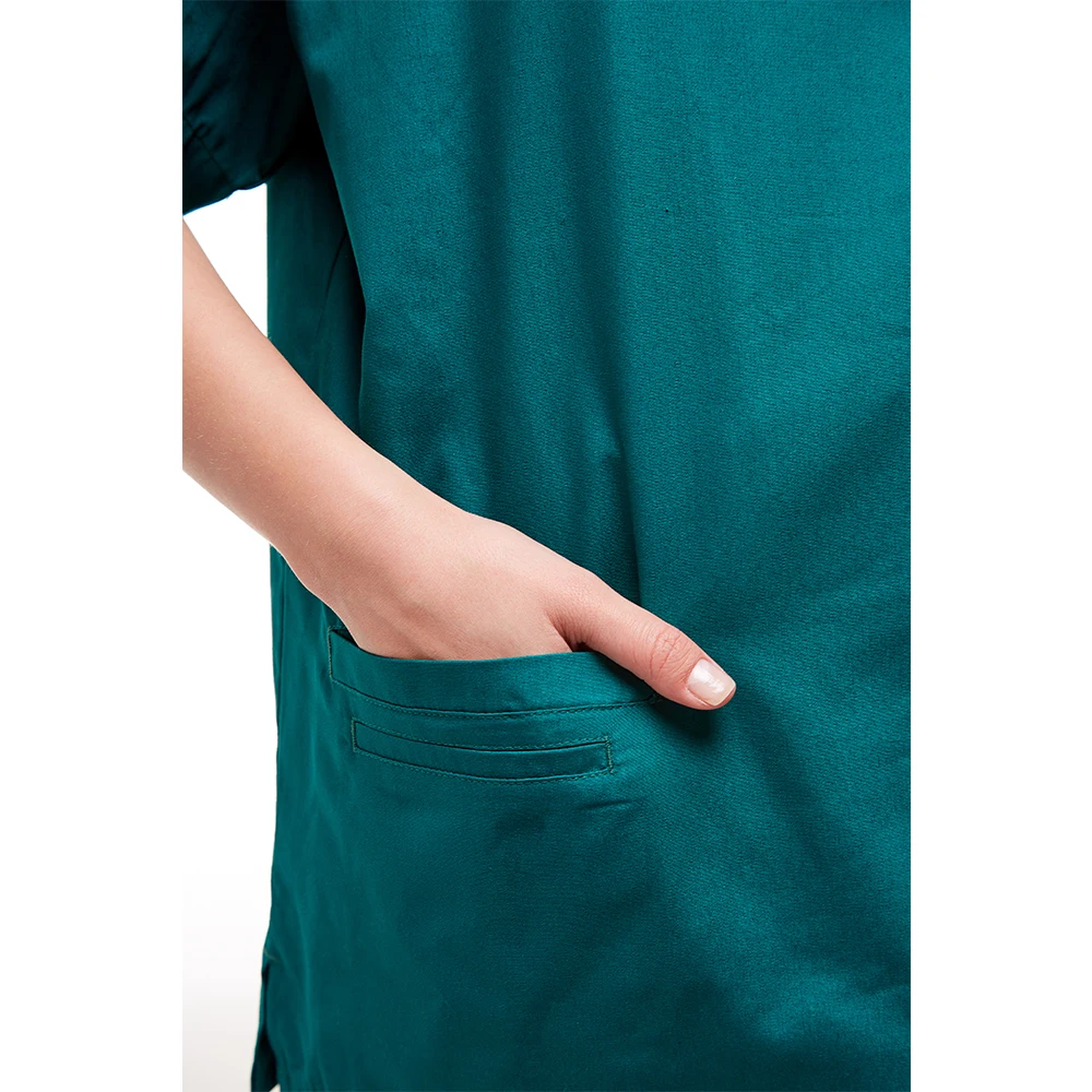  V Neck Solid Color Cotton Fabric Scrub Uniform Sets Women