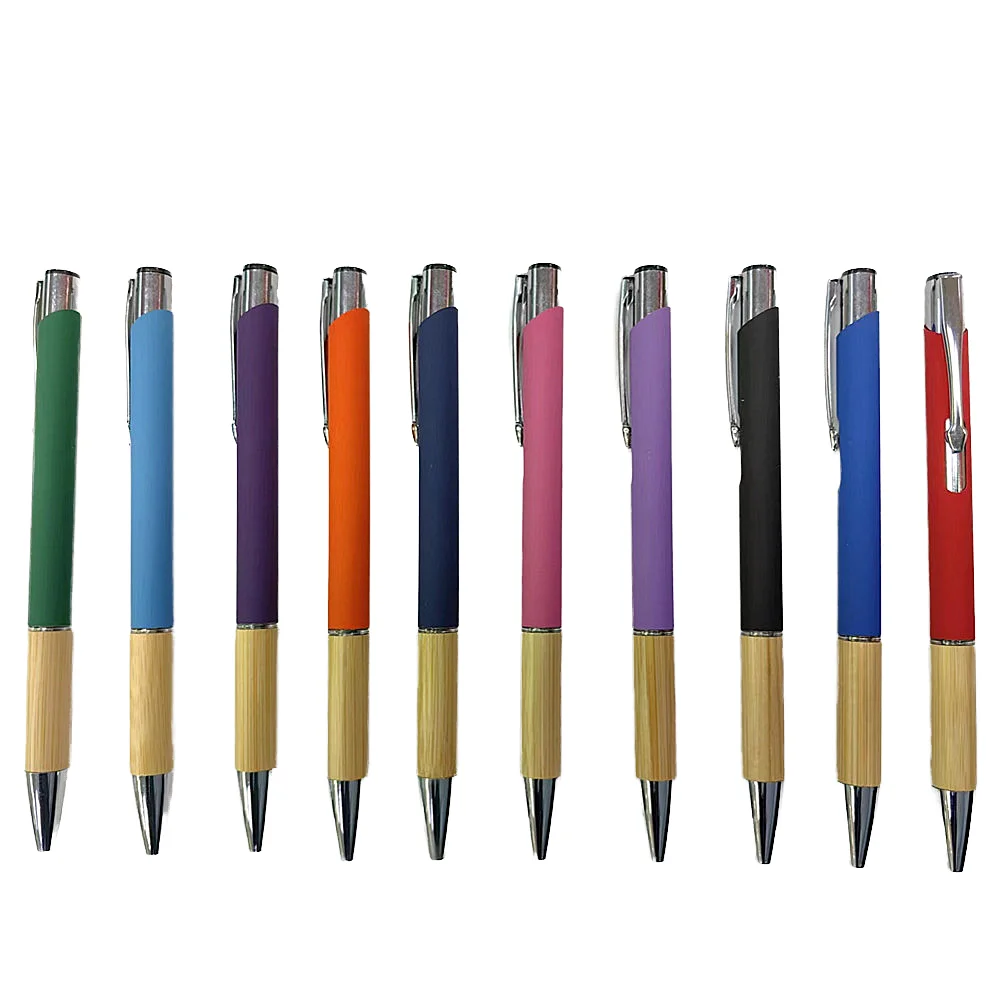 New Fashion Bamboo Ballpoint Metal Pen Custom Colors and Logo Novelty Advertising Gift with 1.0mm Writing Width