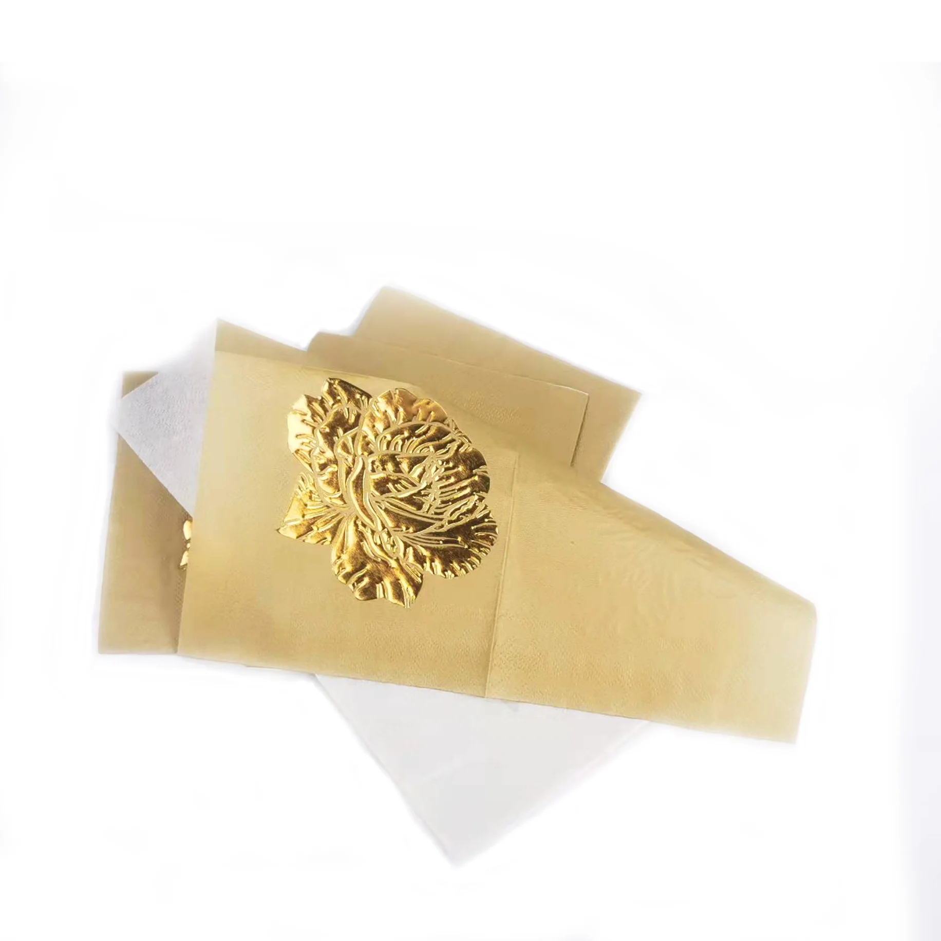 Wedding and Birthday Party Decoupage Dinner Cloth napkins printed Flower gold Paper Napkins