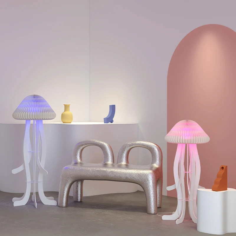 Jellyfish Kraft Paper Folding Creative Lamp Gift Modern Lamp Romantic Bedroom Lamp for Showroom  Store boutique