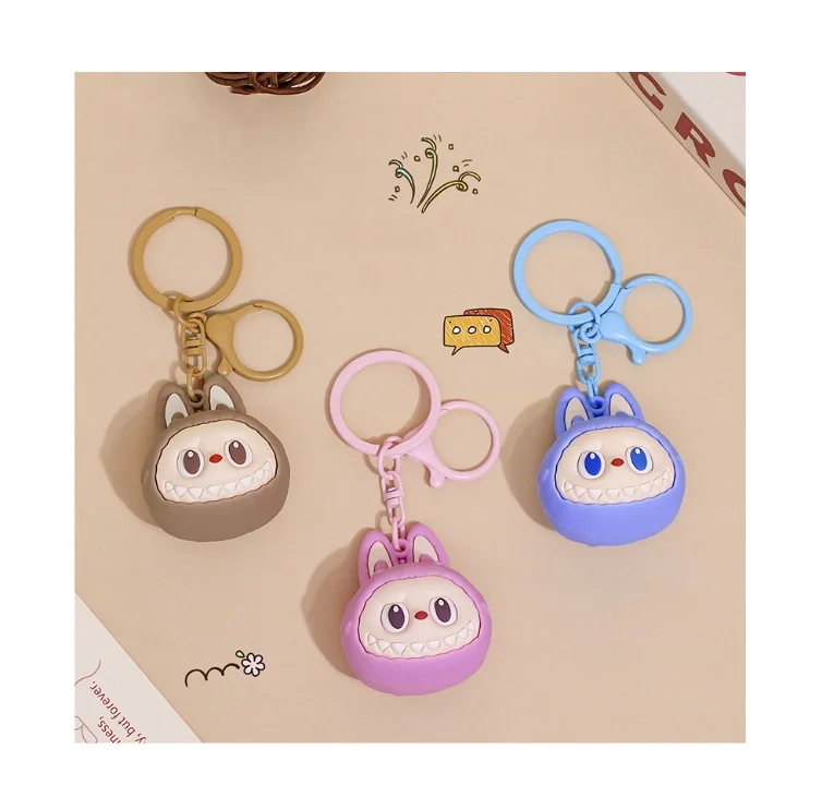 Wholesale Hot Sale Labubu Keychain Doll Toys Cartoon Cute Little Sheep Silicone 3D Labubu Key Chain Accessories for Gifts