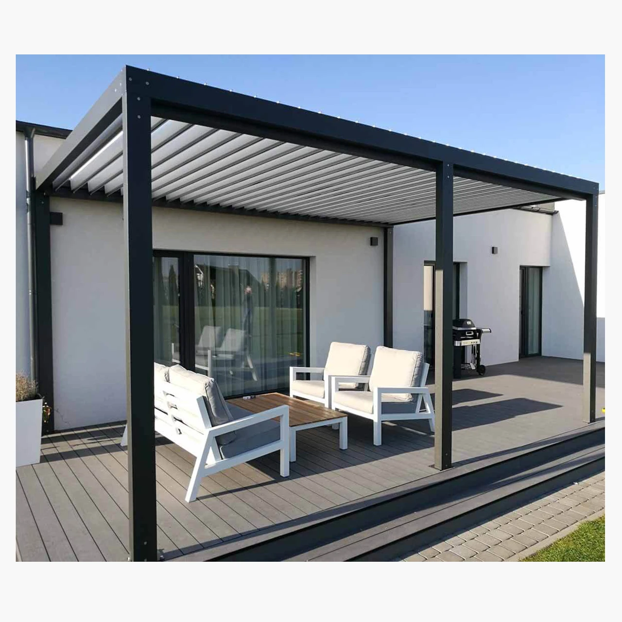 aluminium tempered glass patio covering outdoor covered aluminum roof pergola