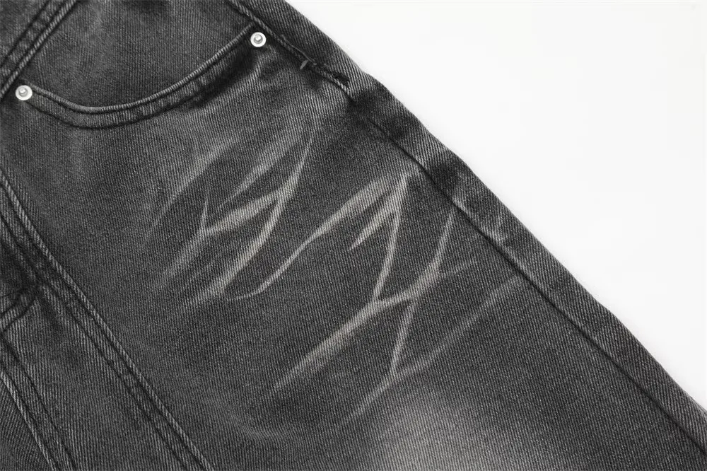 Wash Polish White Wide-Leg Baggy Jeans Workwear Tapered Jeans Trousers For Men Blue Jeans For Men