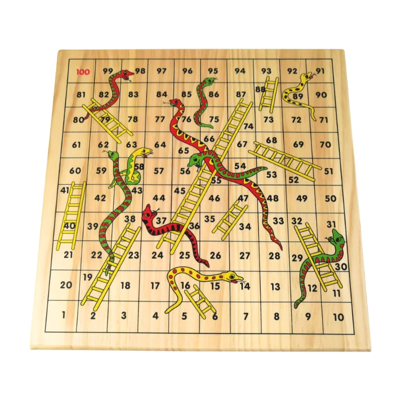 Custom design ludo snakes and ladders wooden board game classic wooden game for children and family