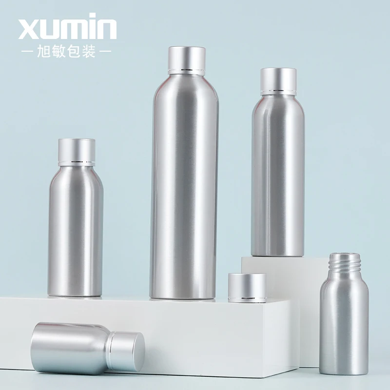 Empty Aluminum Cosmetic Lotion Bottle Metal Packaging 30ml 50ml 100ml 120ml 150ml Silver Alumminum Bottle With Screw Lid