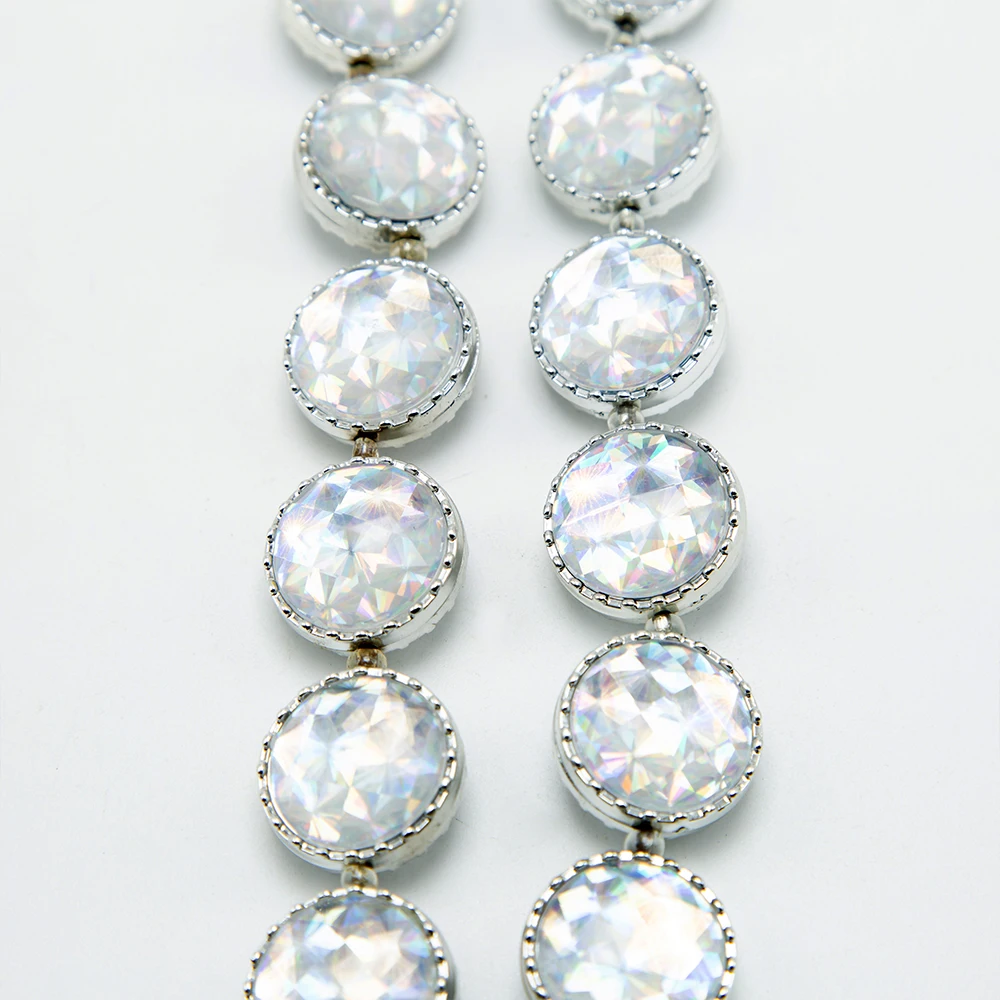 2020 Newest 22mm Crystal Faceted Cabochon Acrylic Lentil Beads for Jewelry Making