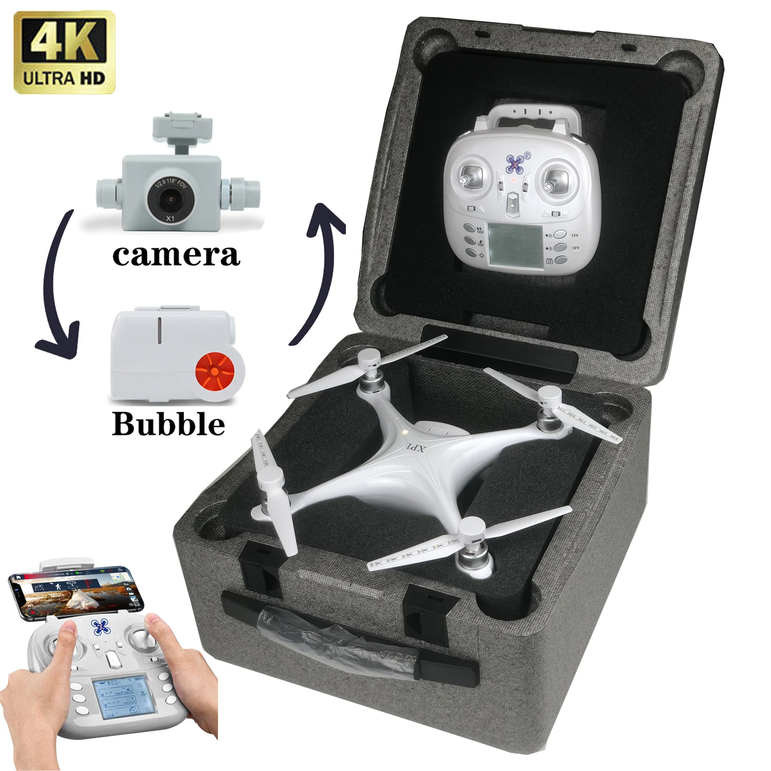 CXJ Professional 5G WIFI 3 Remote Control Fixed Wing Drones with 4K Camera and GPS