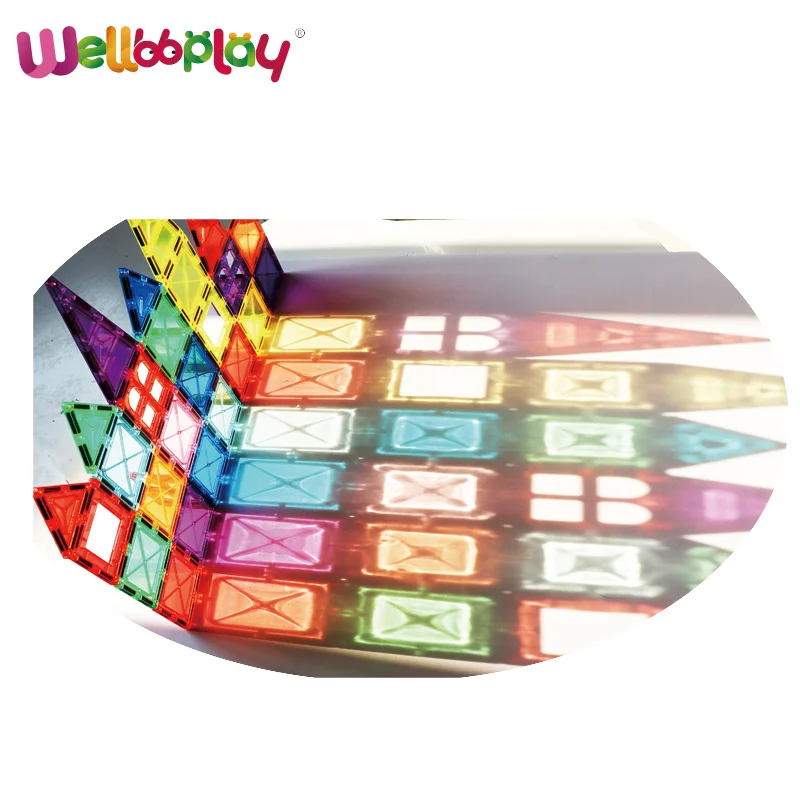 150pcs Educational toys magnetic tiles for kids with rivets and stronger magnets