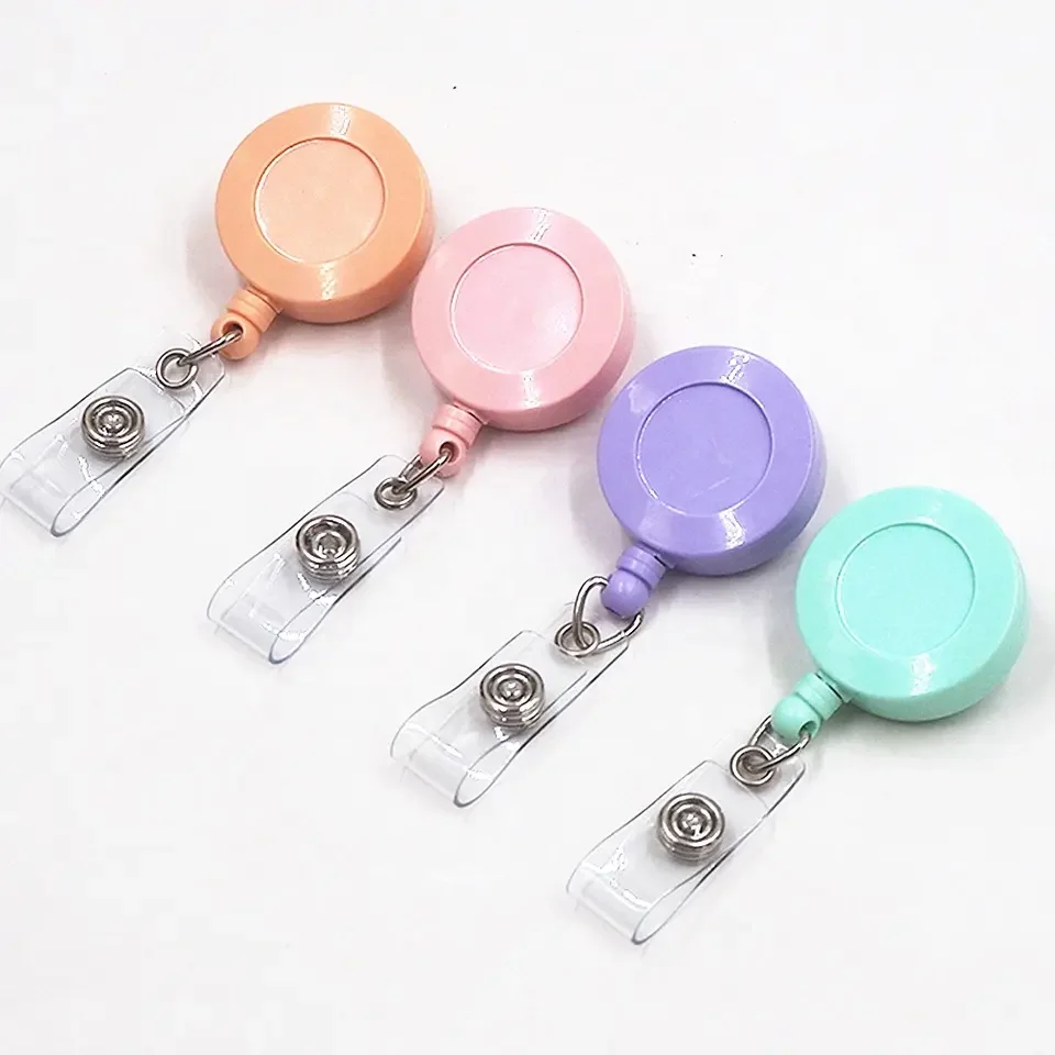 JINHAO ID Name Card Metal Badge Holder Anti-Lost Clip Office Supply 360 Rotation Retractable Badge Reel