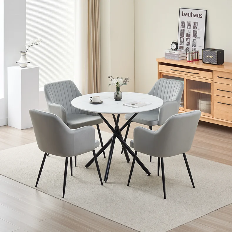 Modern Nordic French Home Living Room Table MDF Round Living Room Side Coffee Table Dining Furniture Table