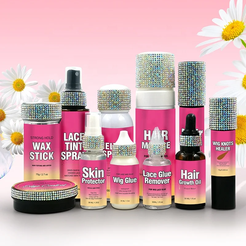 Private Label Strong Hold Wig Glue Frontal Wig Bond Adhesive Lace Glue Remover Skin Protector Wax Stick Melting Spray Lace Tint