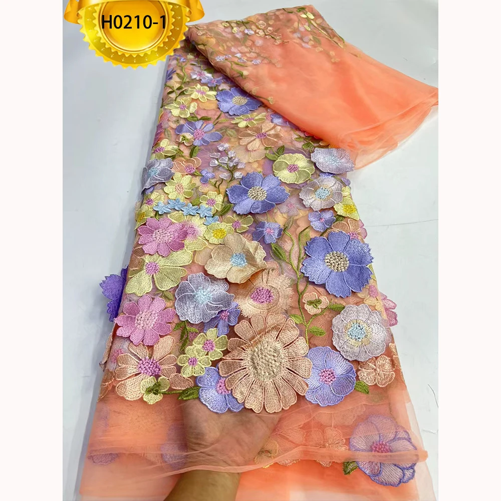 H210 Factory directly sale Dubai 3D Flower Lace Fabric Luxury French Evening Dress Sequence Beaded Austria Lace for wedding