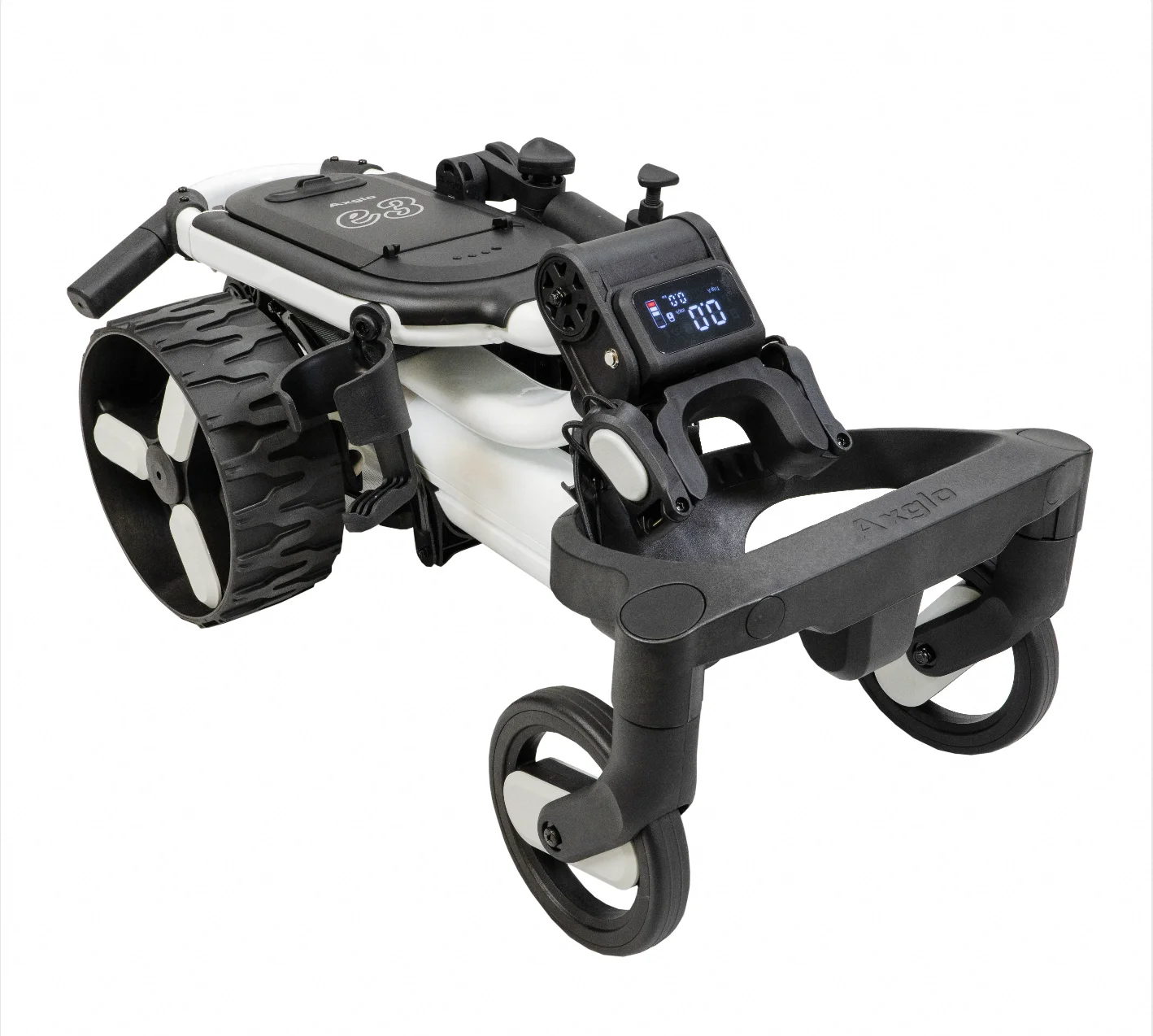 Easy Foldable 4-Wheel Battery-Powered Electric Golf Push Trolley with Remote Control Includes Umbrella Beverage Phone Holder