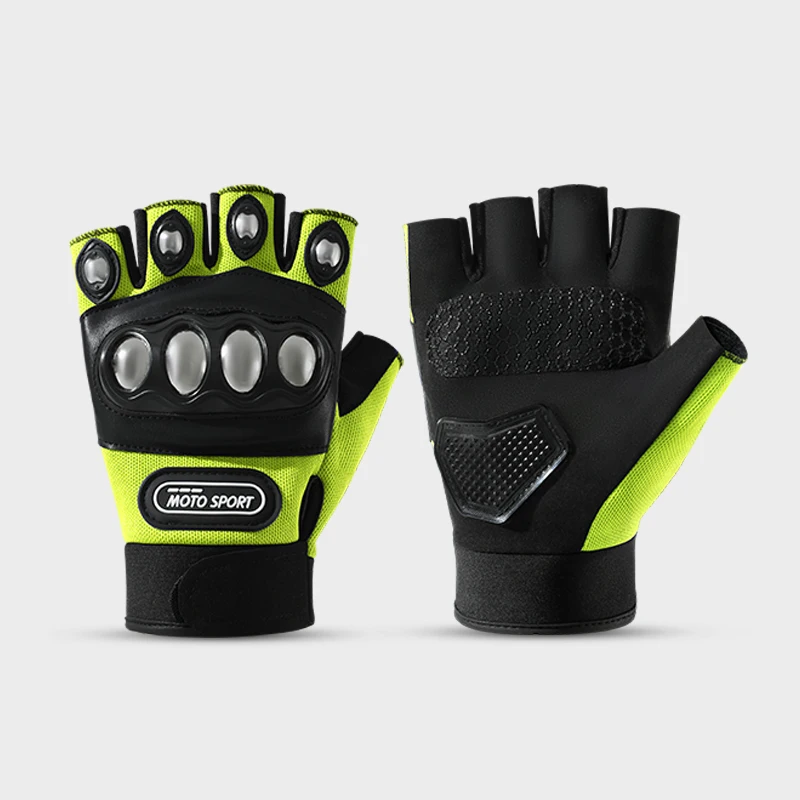 Cheap Half Finger Sport Hard Knuckle Silicone Gel Palm Protection Cycling Gloves