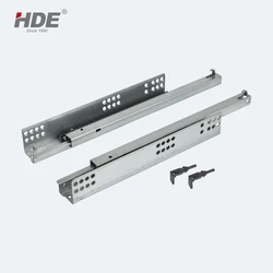 Furniture Cabinet 2 Fold Partial Extension Under Mount Drawer Slides Soft Closing Hidden Buffer Slide Rail