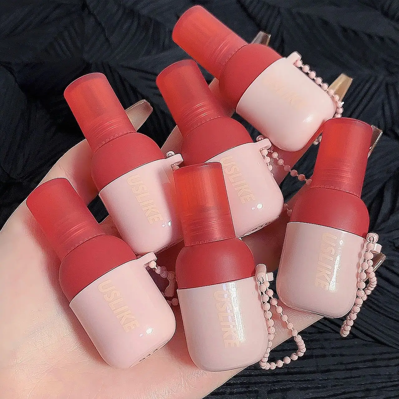 USLIKE Mini Lip Gloss Portable Keychain Lip Glaze Kawaii Lip Tint Makeup Korean Cosmetics for Female Makeup Matte Lipstick