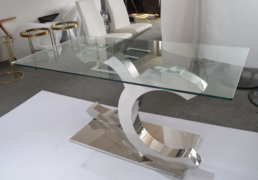 A8086  Glass top rectangular dining table home furniture