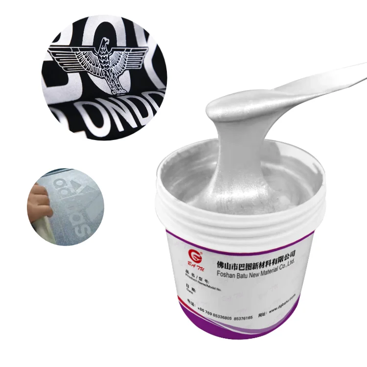 Блестящие металлические серебряные/Золотые пасты для шелкографической печати футболок