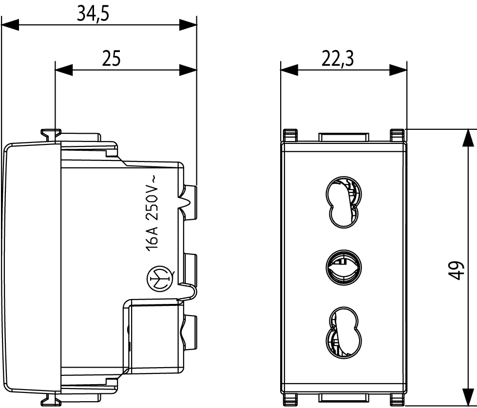 European standard VR103  VM103 Three hole socket  Green base Italian wall  parts socket