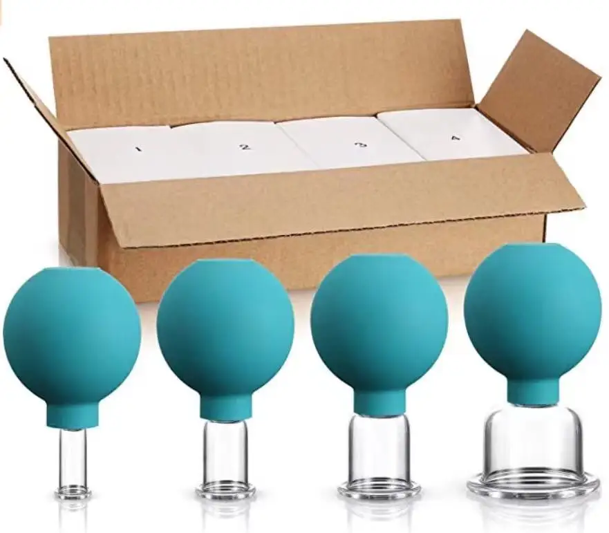 Facial Therapy Massager Machine Set Supplies Silicone Cupping Cups & Cup Sucking Ball for Face Treatment