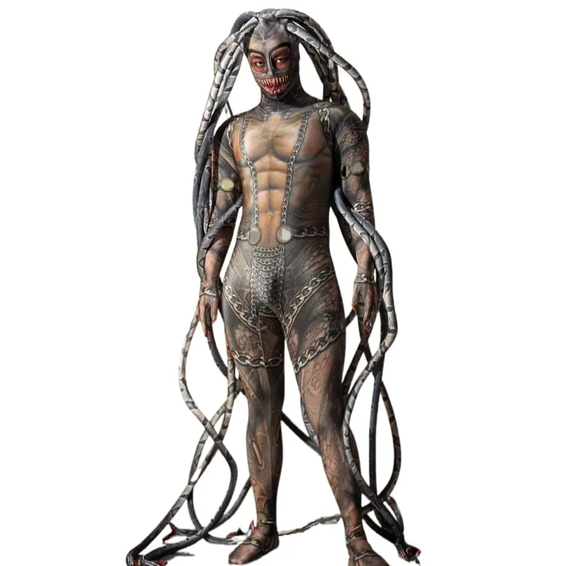Halloween Horror Party Snake Tentacles Monster Cosplay Stage Costume Role Playing Bodysuits Men Jumpsuits Show Performance Wear