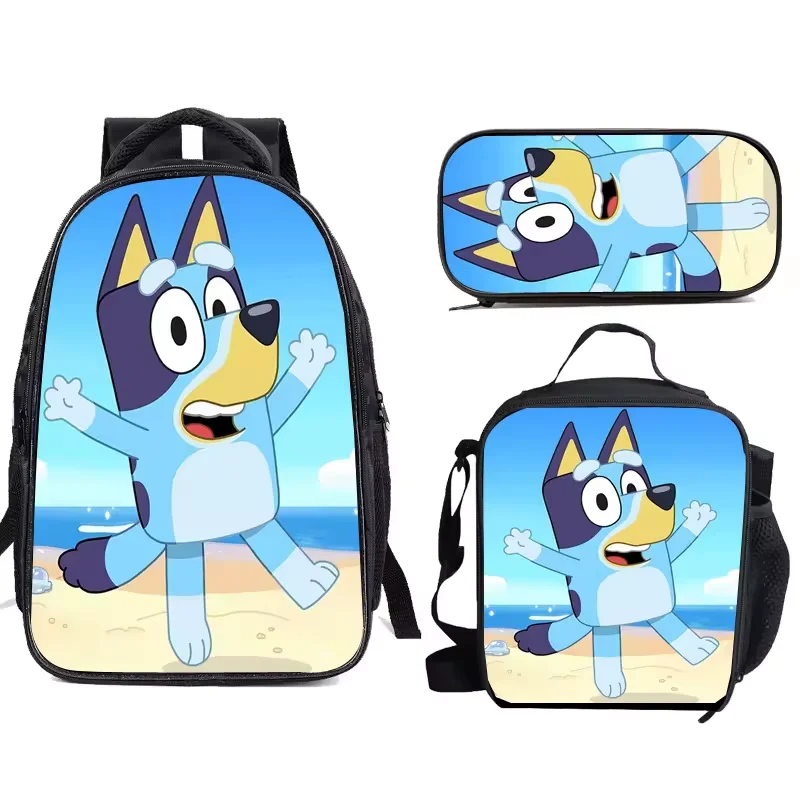 Cartoon Mario Schoolbag 3pcs A Set Backpack 3D Printing Backpack for Primary student and kindergarten Lunch Bag Pencil Case