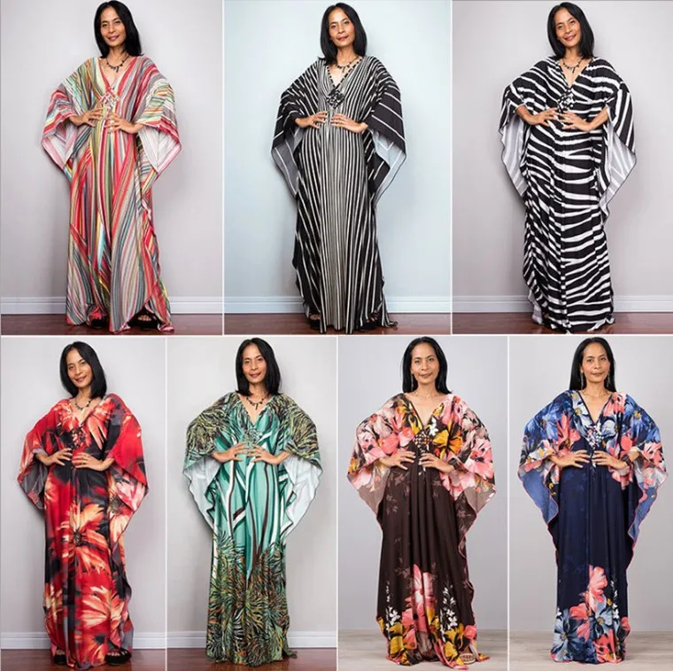 Wholesale 2023 European and American Dacron Print Chest Knitted Beach Blouse Gown Holiday Sunscreen Shirt Bikini Blouse Dress