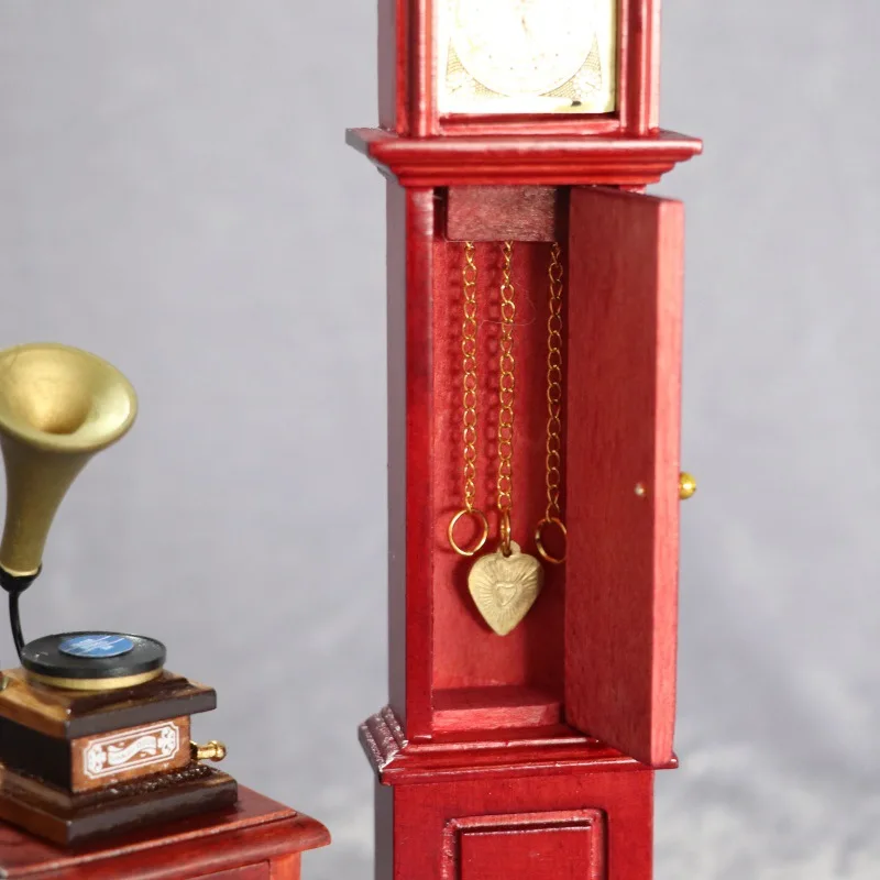 Doll House Floor Clock Miniature Grandfather Clock Dollhouse Wooden Vintage Clock for Living Room Furniture