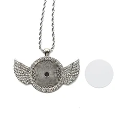 Custom Jewellery Photo Diy 2022 New Heart Angel Wing Hip Hop Jewelry Pendant Necklace Sublimation Wing Necklace Blanks