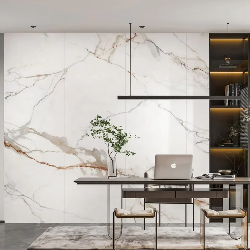 Foshan FaTong 1200*2400*9mm hall living room bedroom gold big rock slab wall slab floor sintered stone tiles wooden tile