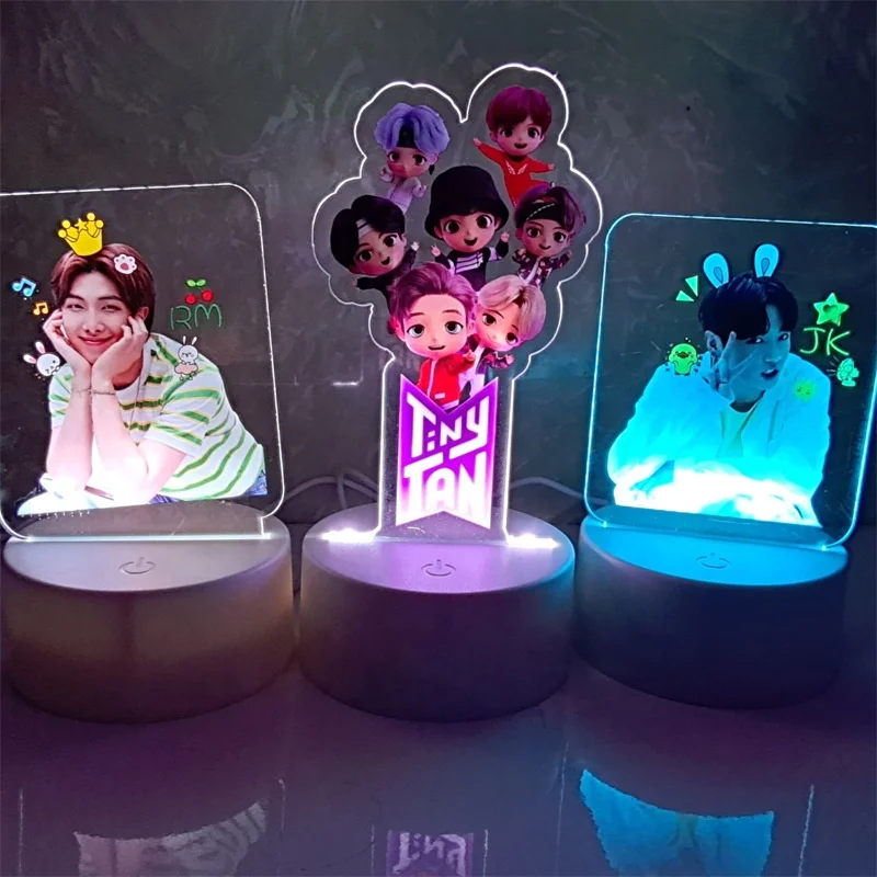  Оптовая продажа товары Kpop Idol яркие светящиеся Акриловые Настольные лампы Tinytan Bangtan