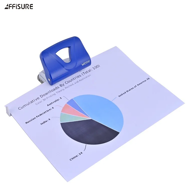 Customized Logo High-quality 8mm Manual Plastic 2 Hole Punch 20 Sheets For Binding Notebook